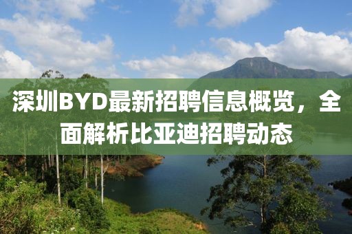 深圳BYD最新招聘信息概覽,全面解析比亞迪招聘動態(tài)
