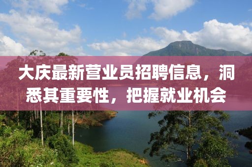 大慶最新營業員招聘信息，洞悉其重要性，把握就業機會