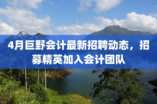4月巨野會計最新招聘動態,招募精英加入會計團隊