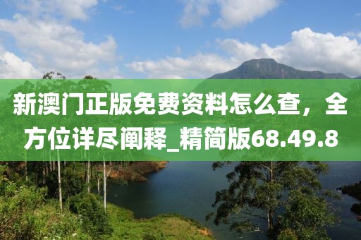 新澳門正版免費資料怎么查,全方位詳盡闡釋_精簡版68.49.80