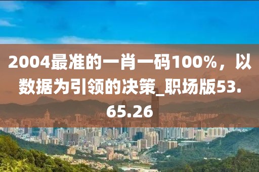 2004最準的一肖一碼100%,以數據為引領的決策_職場版53.65.26