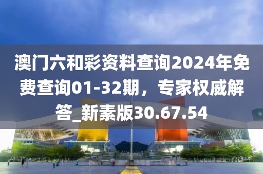 澳門六和彩資料查詢2024年免費查詢01-32期,專家權威解答_新素版30.67.54